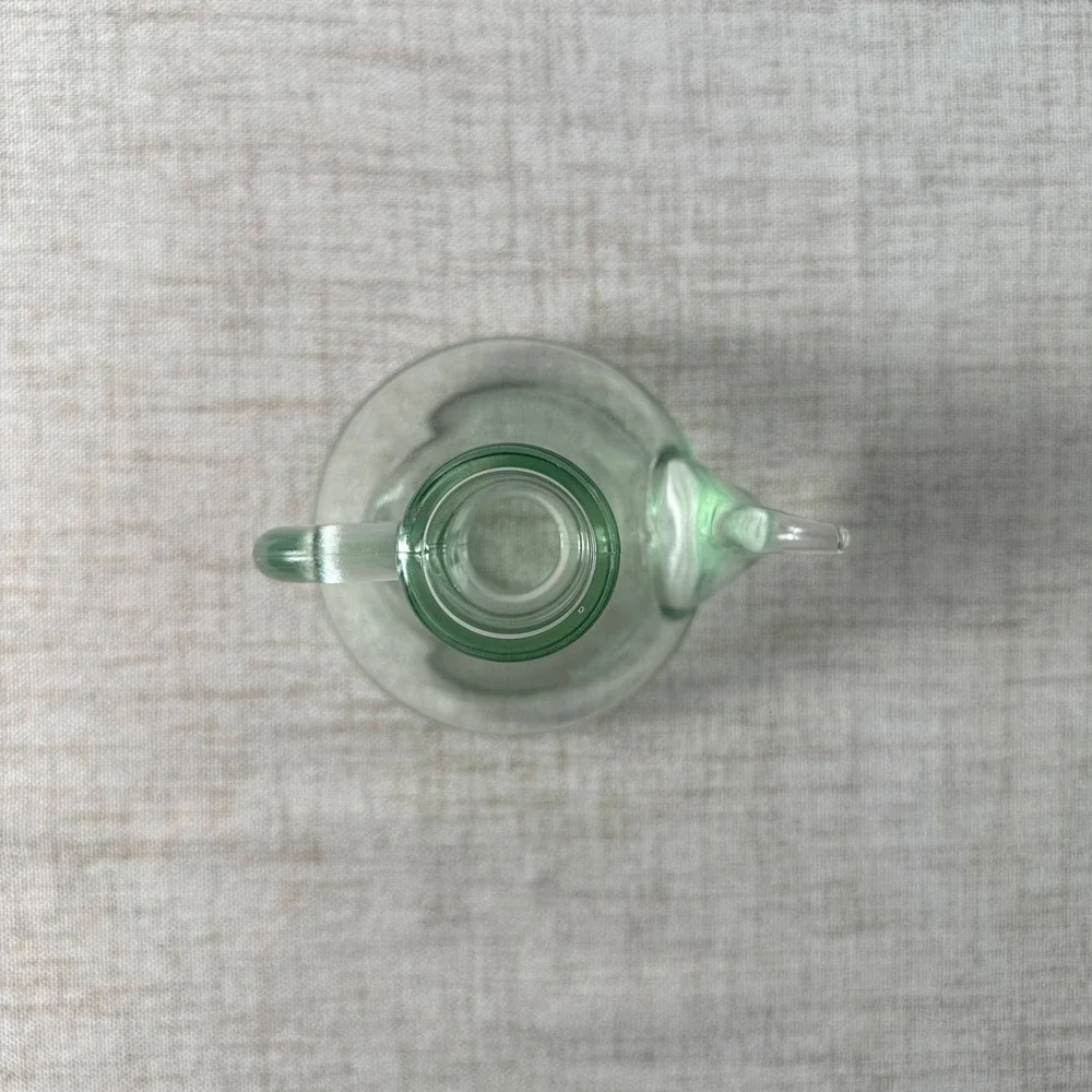 Vintage Green Glass Long Spout Cruet | Hand Blown Pitcher | Sculptural Glass